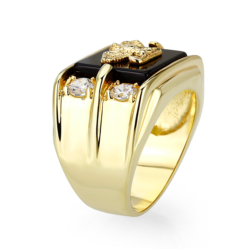 LO5M013- Brass Ring with Epoxy in Jet Gold Plated-3