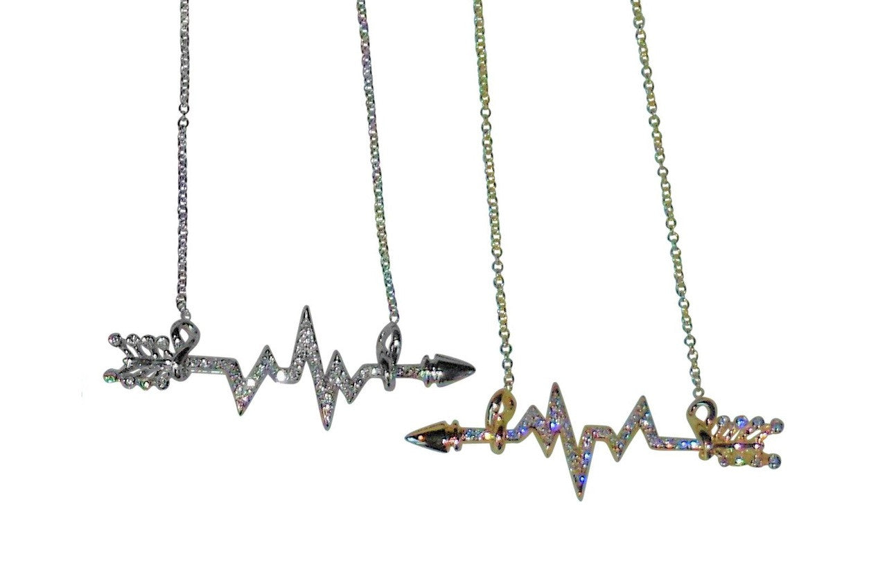 Custom Design: Heartbeat Arrow with Infinity links- Necklace- Sterling Silver with diamonds-4