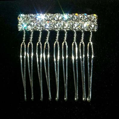 #12143 2 Row Rhinestone Twisted Wire Comb-0