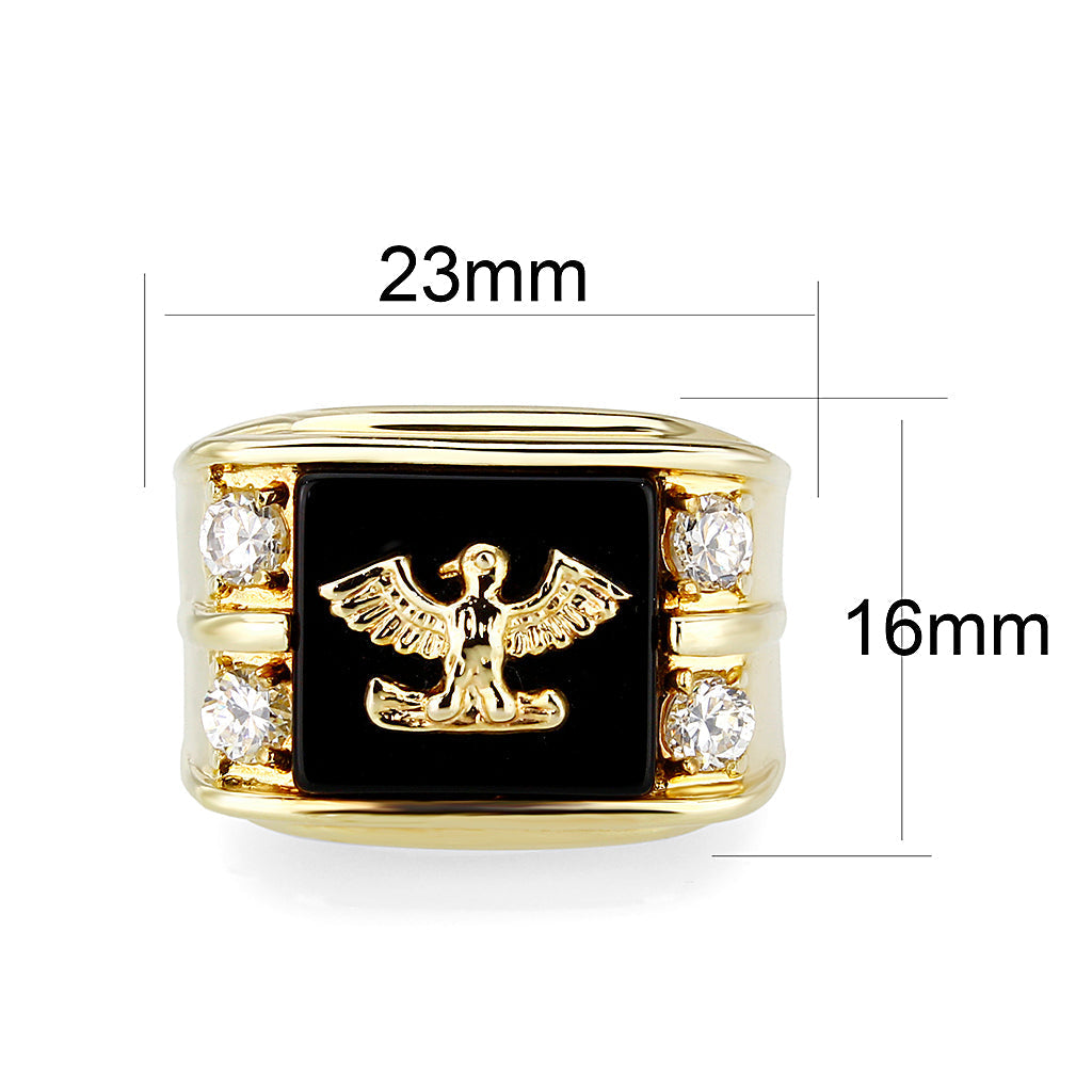LO5M013- Brass Ring with Epoxy  in Jet Gold Plated-1