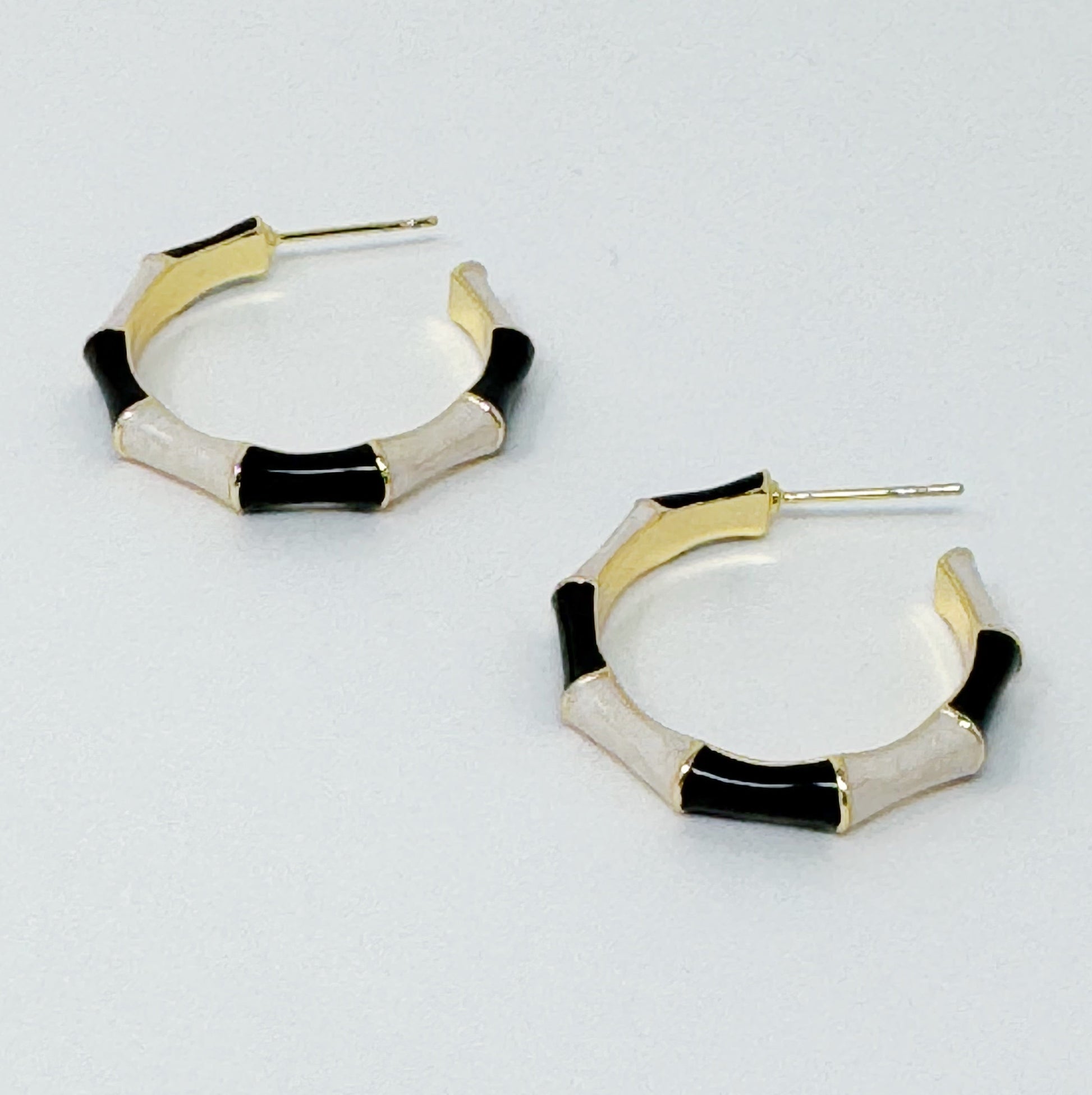 Small Color Block Bamboo Hoop Earrings-0