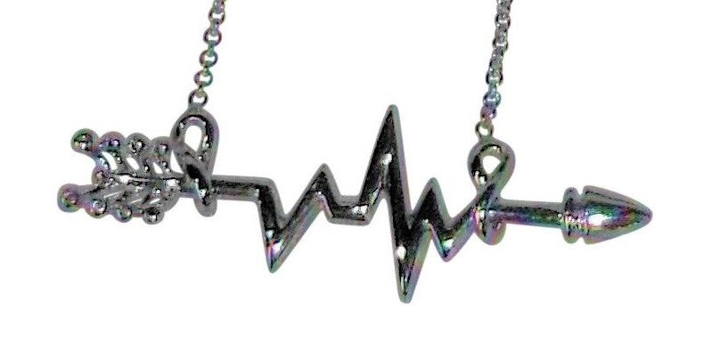 Custom Design: Heartbeat Arrow with Infinity links- Necklace- Sterling Silver with diamonds-1