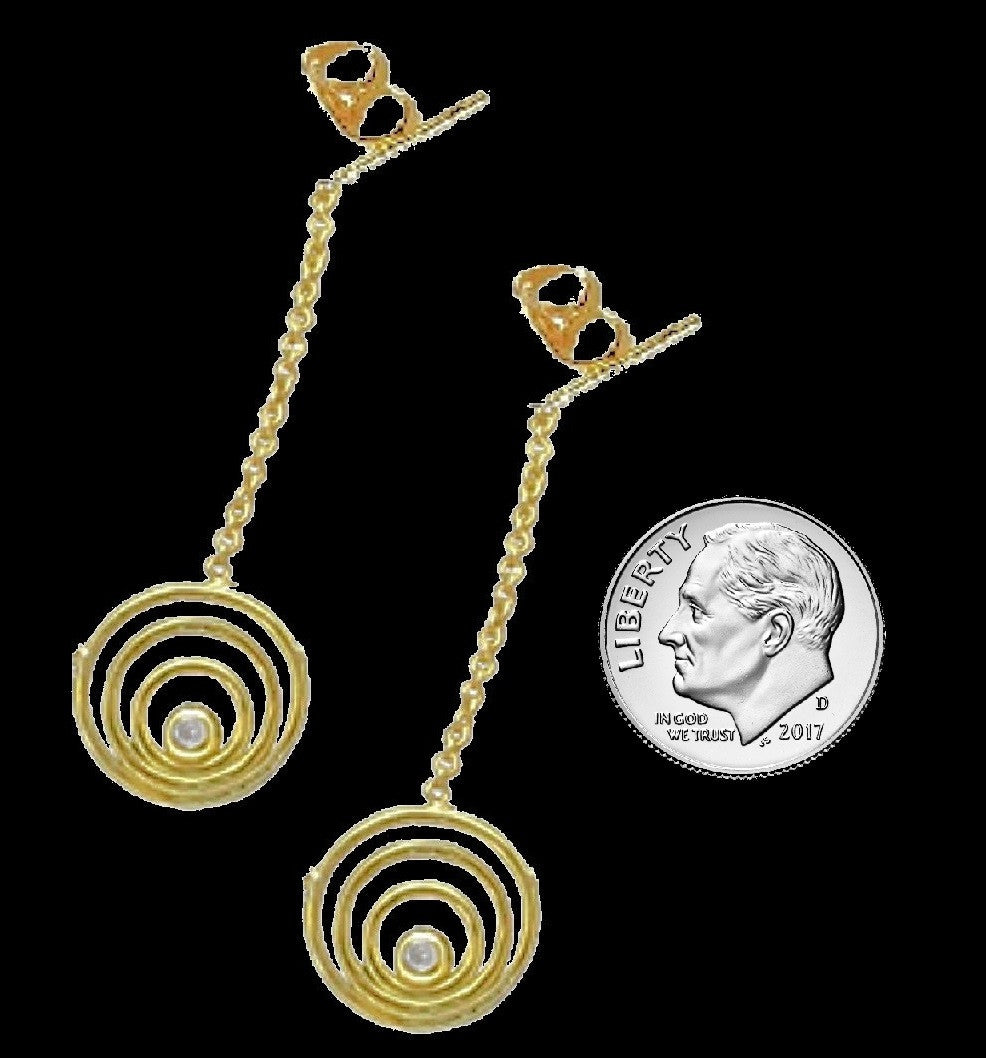 Karma Drop Earrings-14K Gold with Diamonds-1