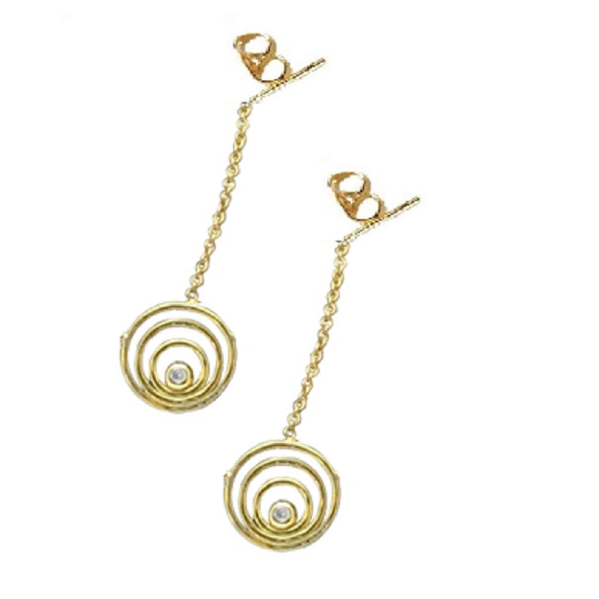 Karma Drop Earrings-14K Gold with Diamonds-3