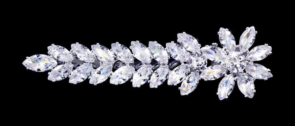 #17061 - Flower Trail CZ Alligator Clip - 2.75"-0