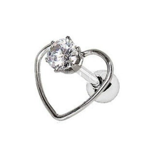 316L Stainless Steel Jeweled Heart Cartilage Earring-2