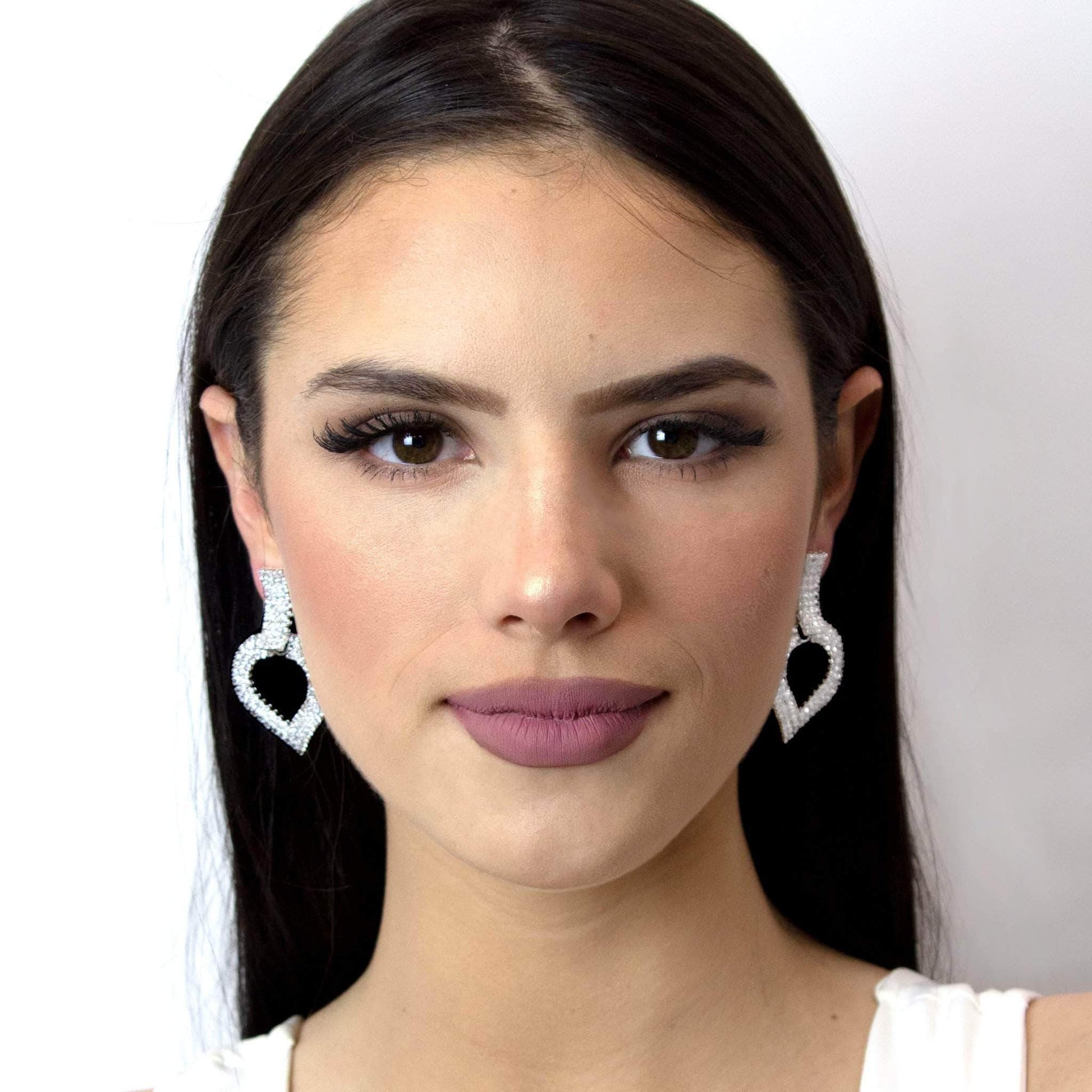 #17063 - Curved Heart Drop Earrings - 2"-1