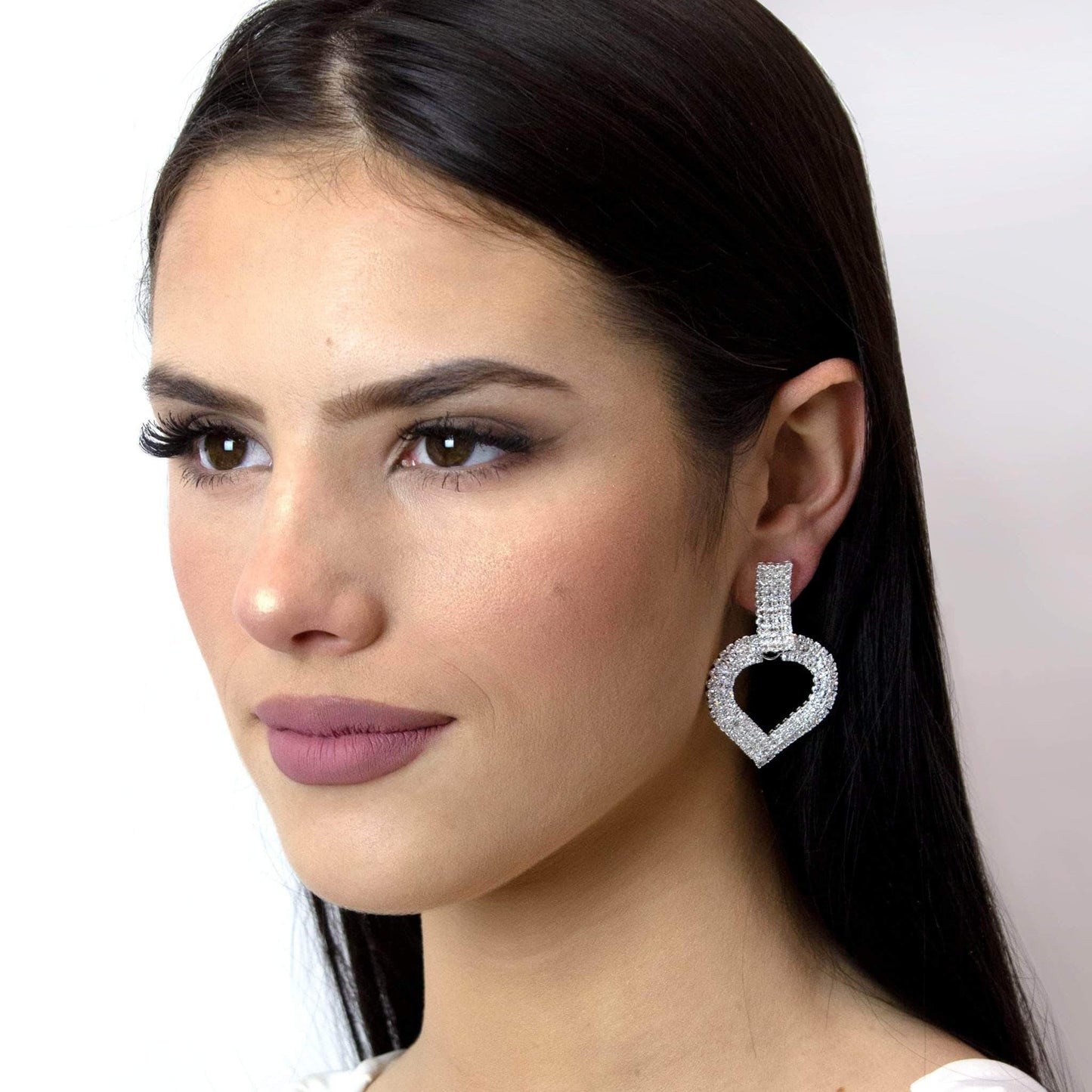 #17063 - Curved Heart Drop Earrings - 2"-2