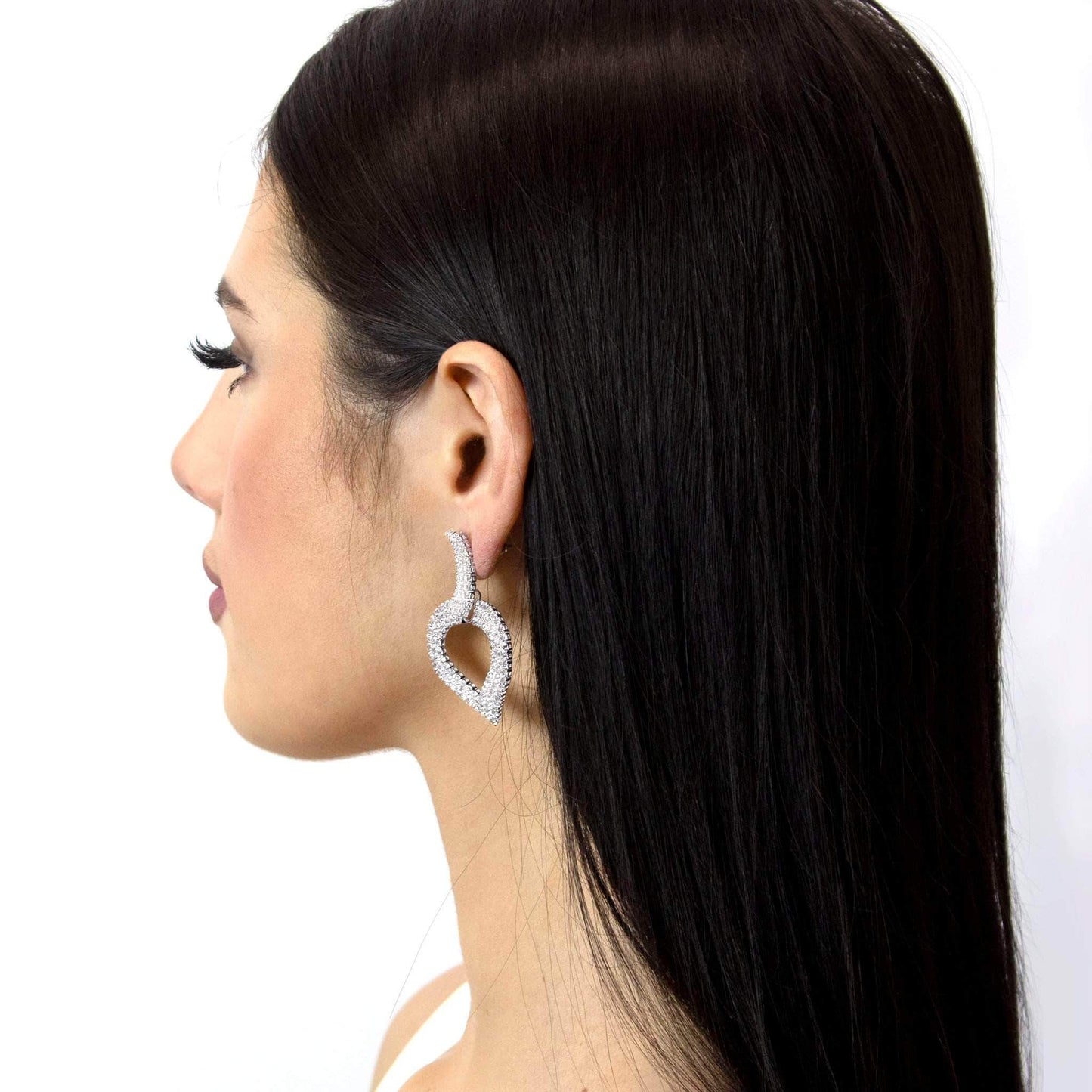 #17063 - Curved Heart Drop Earrings - 2"-3