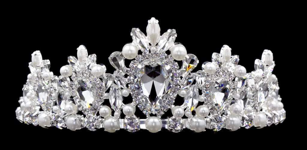 #16553 - Pearl Cluster Tiara with Combs 3" Tall-0